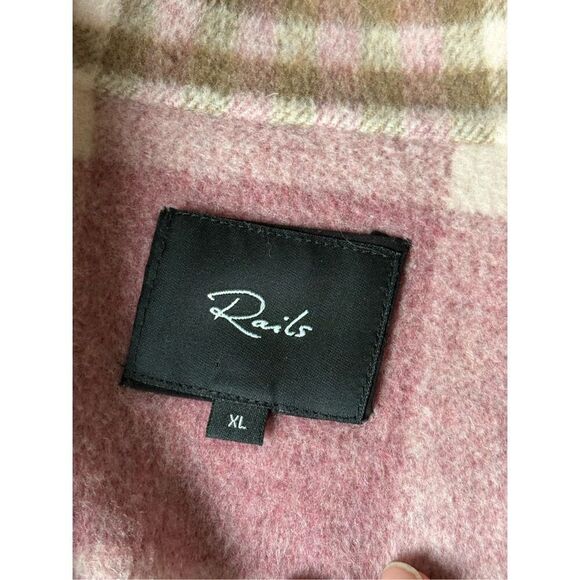 Rails Steffi Plaid Jacket size XL Mauve Pink Cream Sepia Wool Blend - Picture 4 of 11